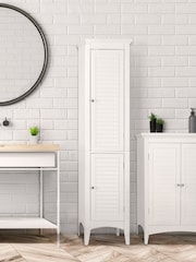 Teamson Home White Glancy Wooden Bathroom Tall Linen Storage Unit - Image 2 of 4