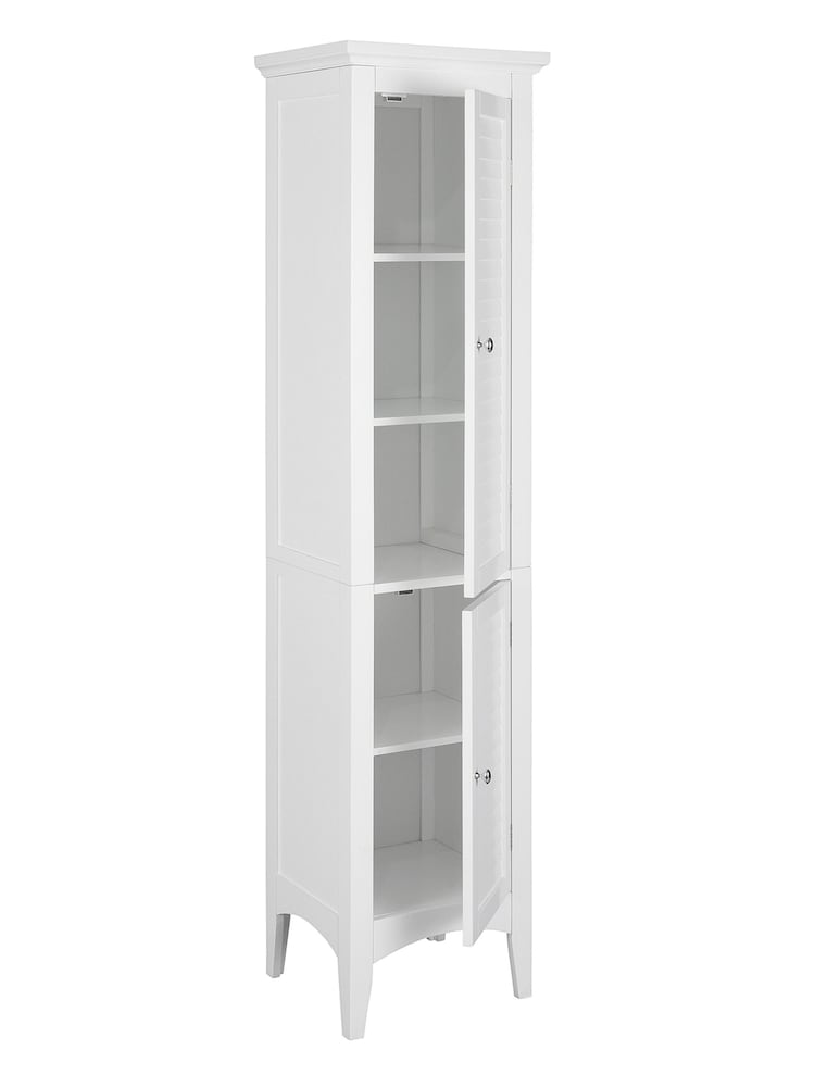 Teamson Home White Glancy Wooden Bathroom Tall Linen Storage Unit - Image 4 of 4