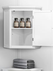 Teamson Home White Glancy Wooden Bathroom Storage Corner Wall Unit - Image 1 of 6