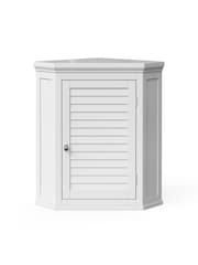 Teamson Home White Glancy Wooden Bathroom Storage Corner Wall Unit - Image 3 of 6