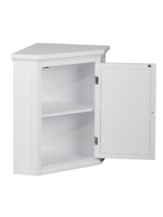 Teamson Home White Glancy Wooden Bathroom Storage Corner Wall Unit - Image 4 of 6