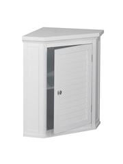 Teamson Home White Glancy Wooden Bathroom Storage Corner Wall Unit - Image 5 of 6