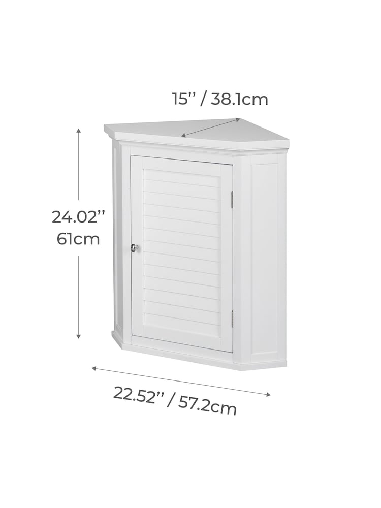 Teamson Home White Glancy Wooden Bathroom Storage Corner Wall Unit - Image 6 of 6