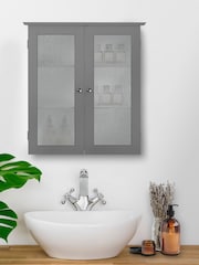 Teamson Home Grey Dawson Wooden Bathroom Storage Wall Cabinet Unit - Image 1 of 6