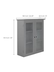 Teamson Home Grey Dawson Wooden Bathroom Storage Wall Cabinet Unit - Image 5 of 6