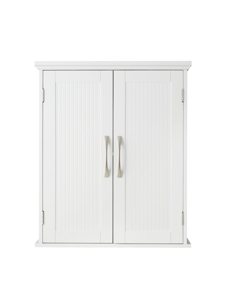 Teamson Home White Newport Wooden Bathroom Storage Wall Cabinet Unit - Image 2 of 6