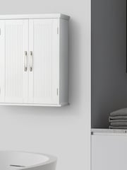 Teamson Home White Newport Wooden Bathroom Storage Wall Cabinet Unit - Image 3 of 6