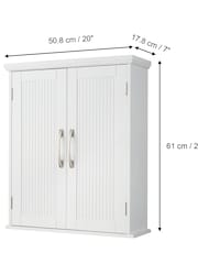 Teamson Home White Newport Wooden Bathroom Storage Wall Cabinet Unit - Image 4 of 6