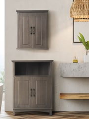 Teamson Home Brown Russell Wooden Bathroom Storage Wall Cabinet Unit - Image 3 of 6