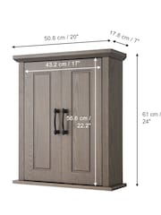 Teamson Home Brown Russell Wooden Bathroom Storage Wall Cabinet Unit - Image 4 of 6