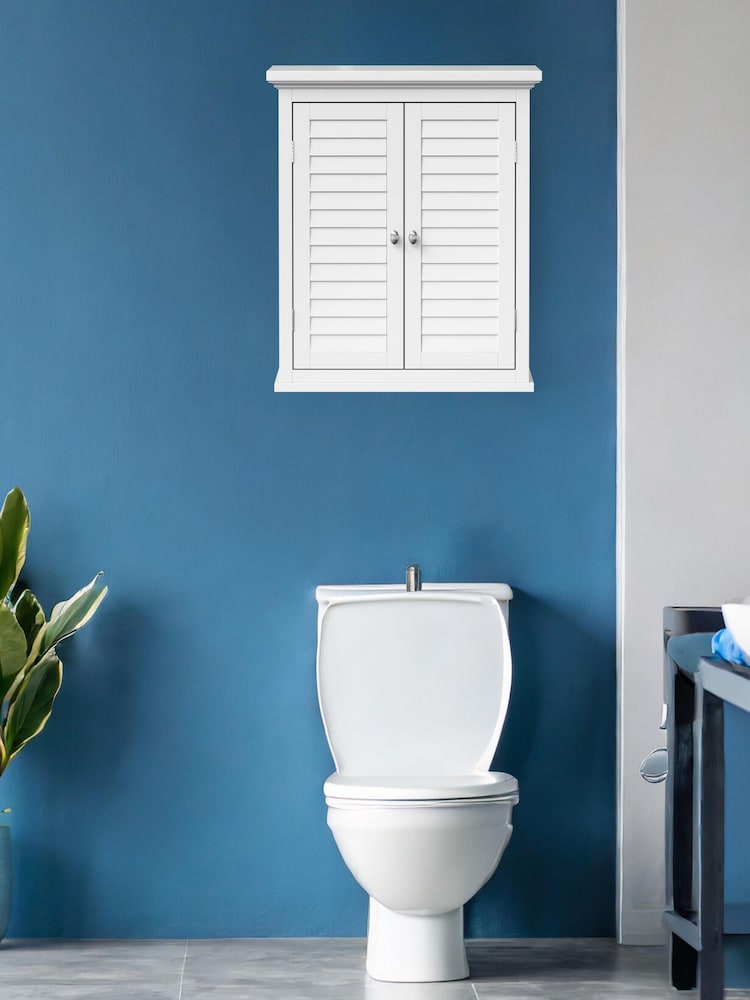 Teamson Home White Wooden Bathroom Storage Wall Medicine Cabinet Unit - Image 2 of 6