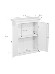 Teamson Home White Wooden Bathroom Storage Wall Medicine Cabinet Unit - Image 4 of 6