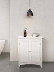 Teamson Home White Wooden Bathroom Storage Free Standing Cabinet Unit - Image 1 of 4