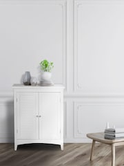 Teamson Home White Wooden Bathroom Storage Free Standing Cabinet Unit - Image 2 of 4