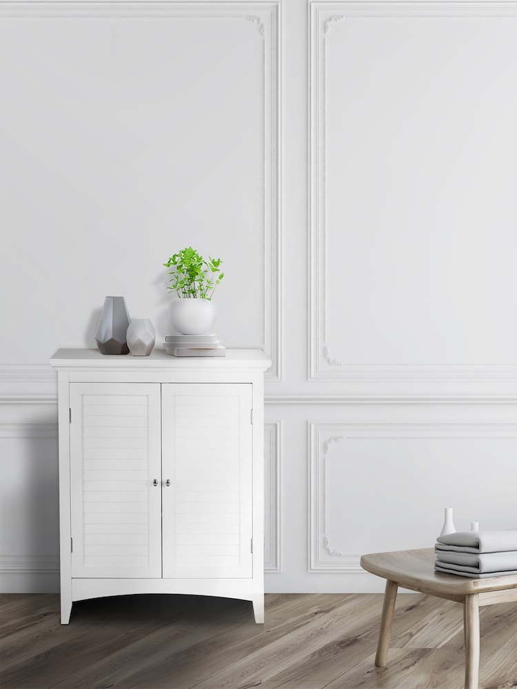 Teamson Home White Wooden Bathroom Storage Free Standing Cabinet Unit - Image 2 of 4