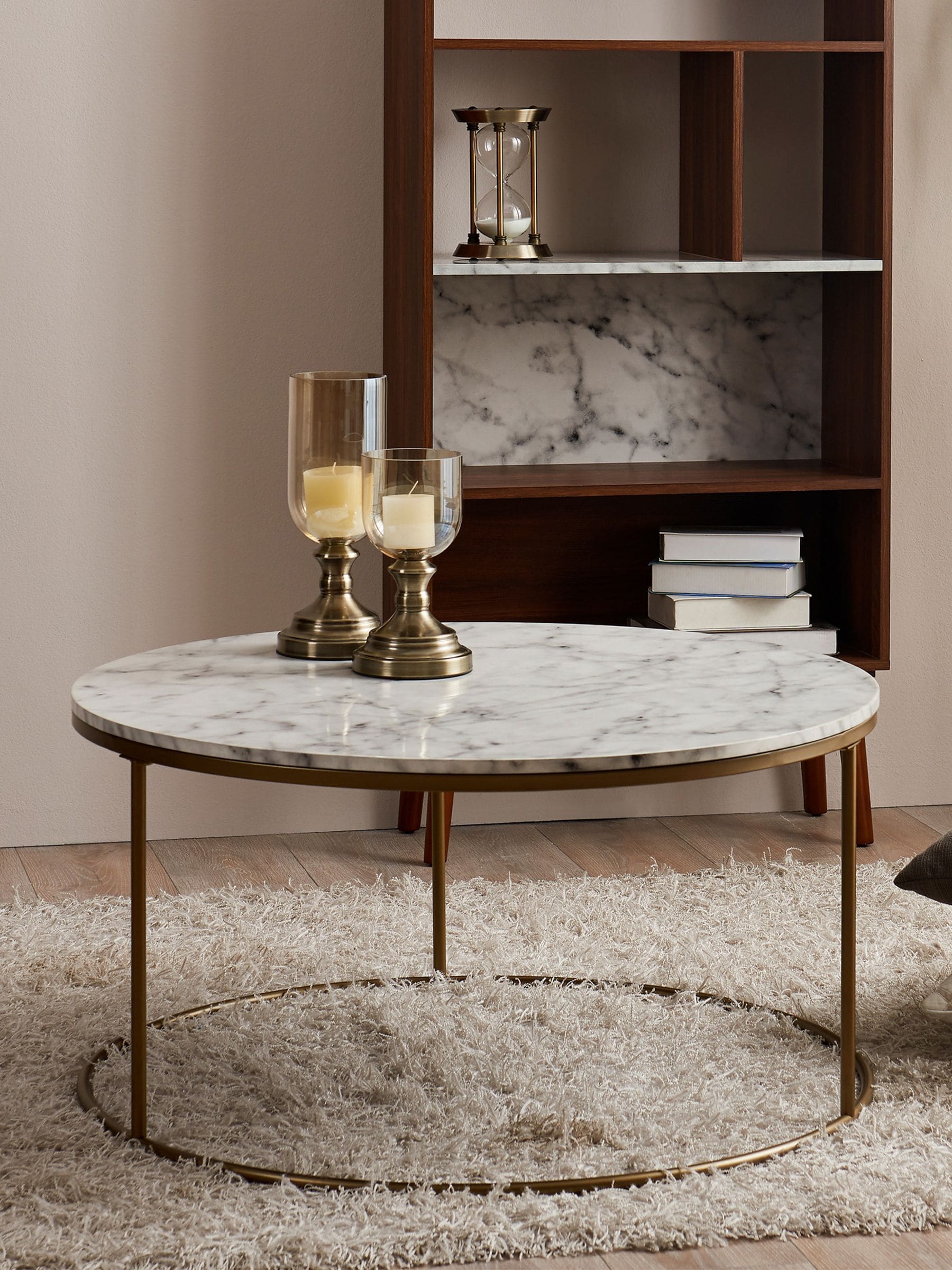 Round marble brass coffee table discount