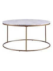 Teamson Home Brass Marmo Round Coffee Table with Faux Marble Top - Image 4 of 4