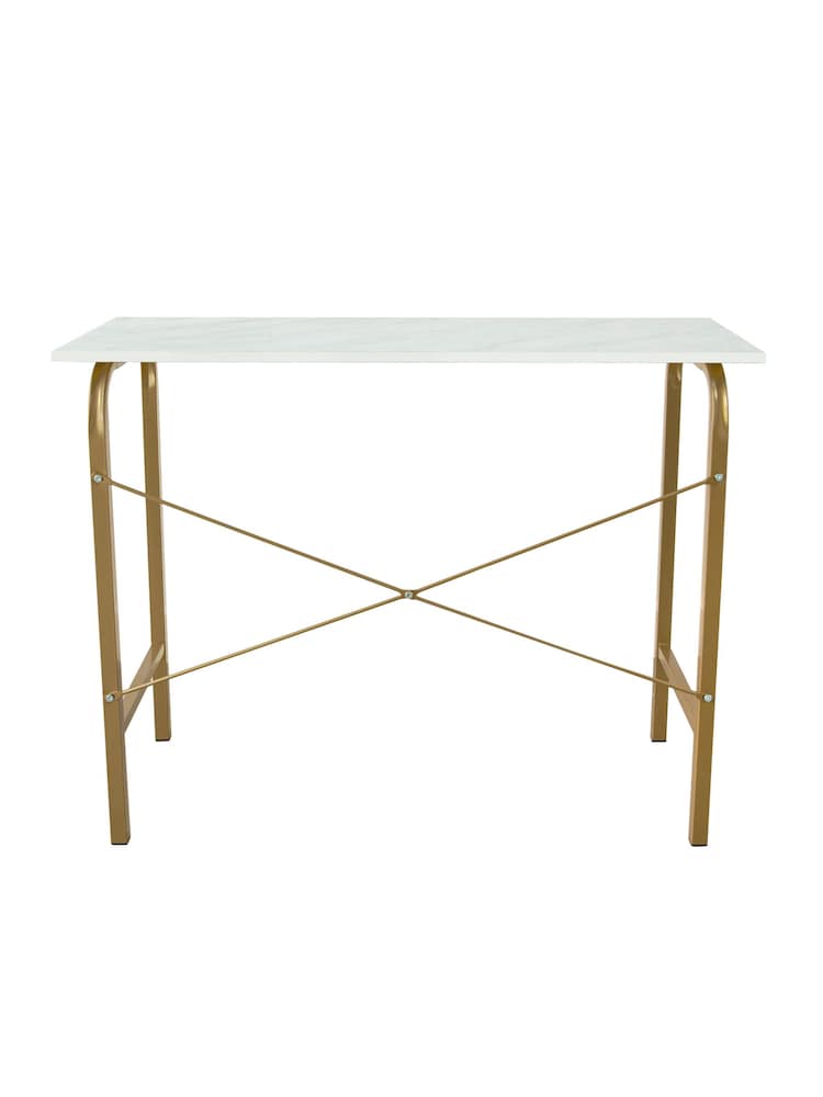 Teamson Home Brass Bella Writing Home Office Desk with Faux Marble Top - Image 2 of 6