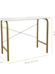 Teamson Home Brass Bella Writing Home Office Desk with Faux Marble Top - Image 4 of 6