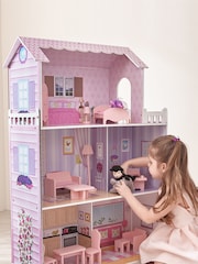 Teamson Home Pink Kids Tiffany Wooden Interactive Dollhouse - Image 1 of 4
