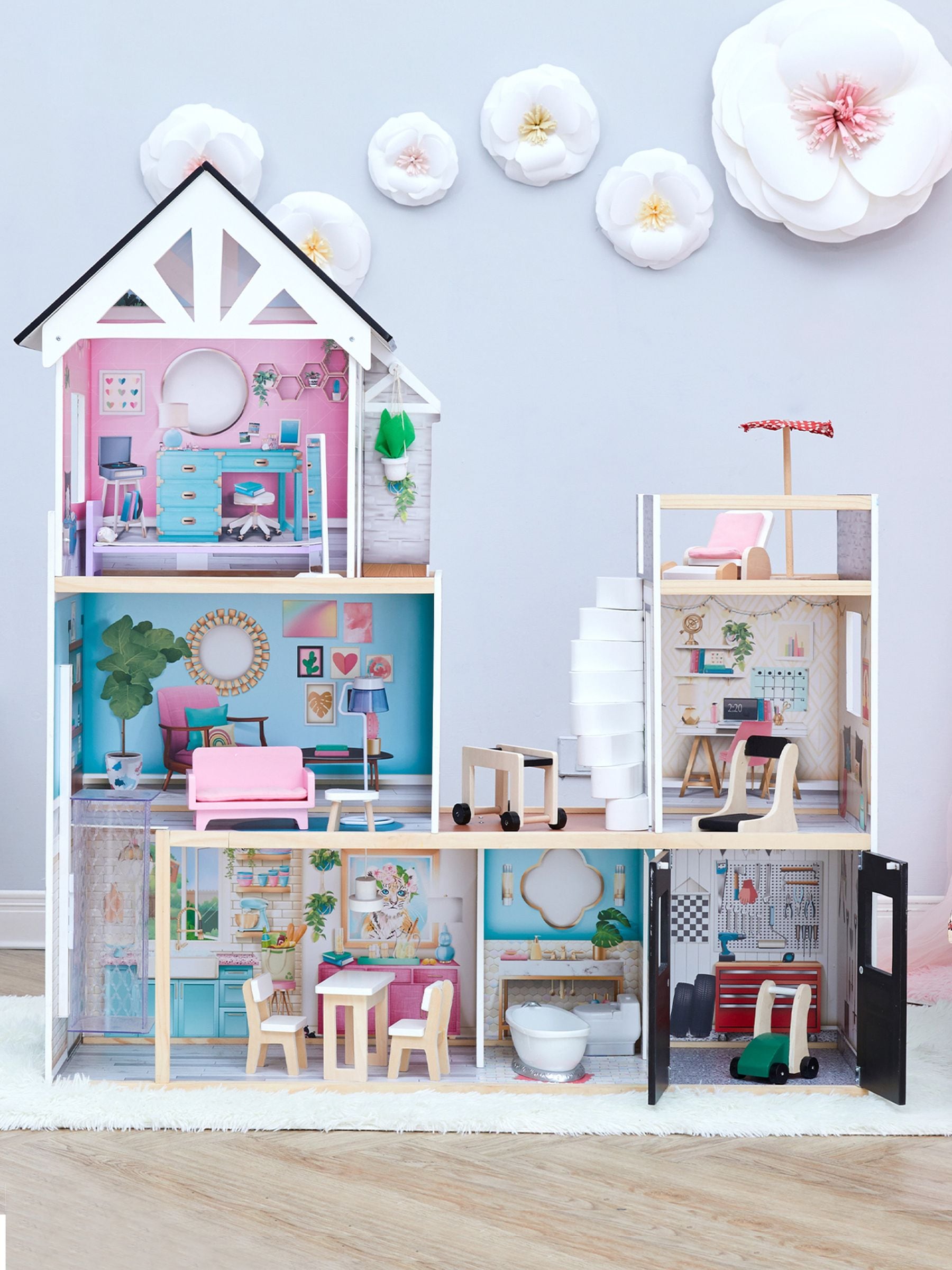 Buy Teamson Home Pink Kids Mansion Wooden Interactive Doll House from the Next UK online shop