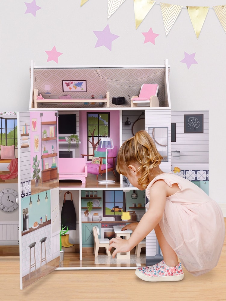 Teamson Home White Kids Mansion Wooden Interactive Doll House - Image 6 of 6