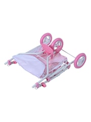 Teamson Home Pink Kids Dolls Double Twin Pram Pushchair with Storage - Image 5 of 6