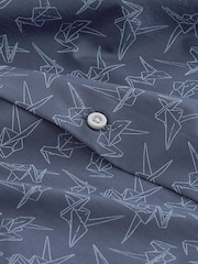 Navy Blue Origami Bird Printed Trimmed Shirt - Image 8 of 8