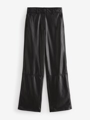 Black PU Wide Leg Trousers - Image 5 of 6
