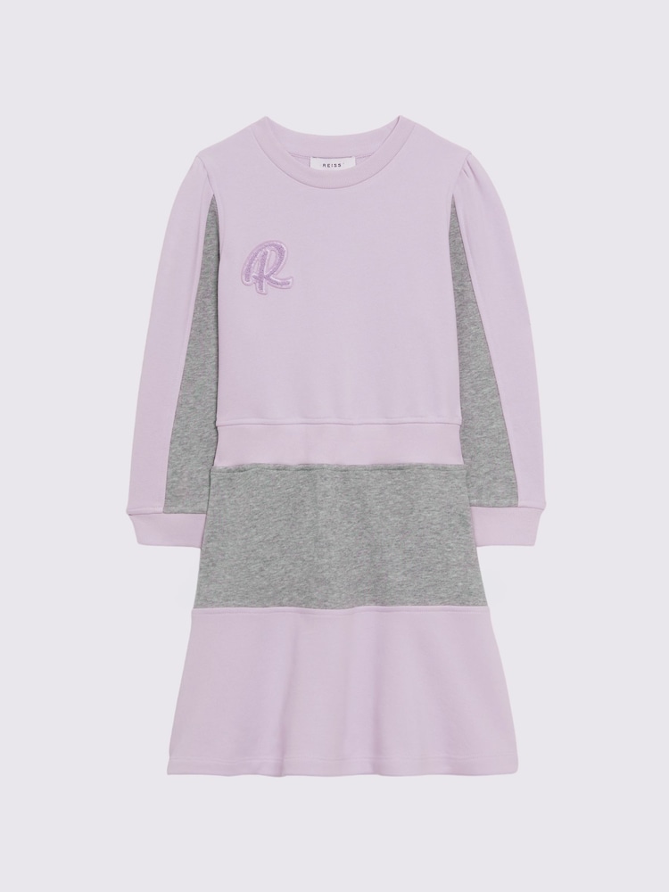 Reiss Lilac Daley 9-14 yrs Colourblock Motif Jersey Dress - Image 2 of 5