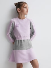 Reiss Lilac Daley 9-14 yrs Colourblock Motif Jersey Dress - Image 3 of 5