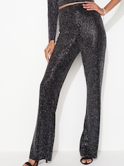 Black Sequin Wide Leg Trousers - Image 2 of 6
