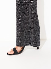 Black Sequin Wide Leg Trousers - Image 4 of 6