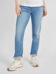 JoJo Maman Bébé Light Wash Blue Slim Boyfriend Maternity Denim Jeans - Image 1 of 5