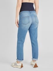 JoJo Maman Bébé Light Wash Blue Slim Boyfriend Maternity Denim Jeans - Image 3 of 5