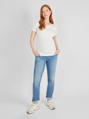 JoJo Maman Bébé Light Wash Blue Slim Boyfriend Maternity Denim Jeans - Image 4 of 5
