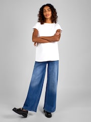 JoJo Maman Bébé Mid Wash Blue Wide Leg Maternity Denim Jeans - Image 3 of 5
