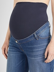 JoJo Maman Bébé Mid Wash Blue Wide Leg Maternity Denim Jeans - Image 5 of 5