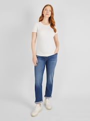 JoJo Maman Bébé Mid Wash Blue Mom Maternity Denim Jeans - Image 1 of 5