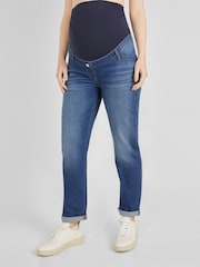 JoJo Maman Bébé Mid Wash Blue Mom Maternity Denim Jeans - Image 3 of 5