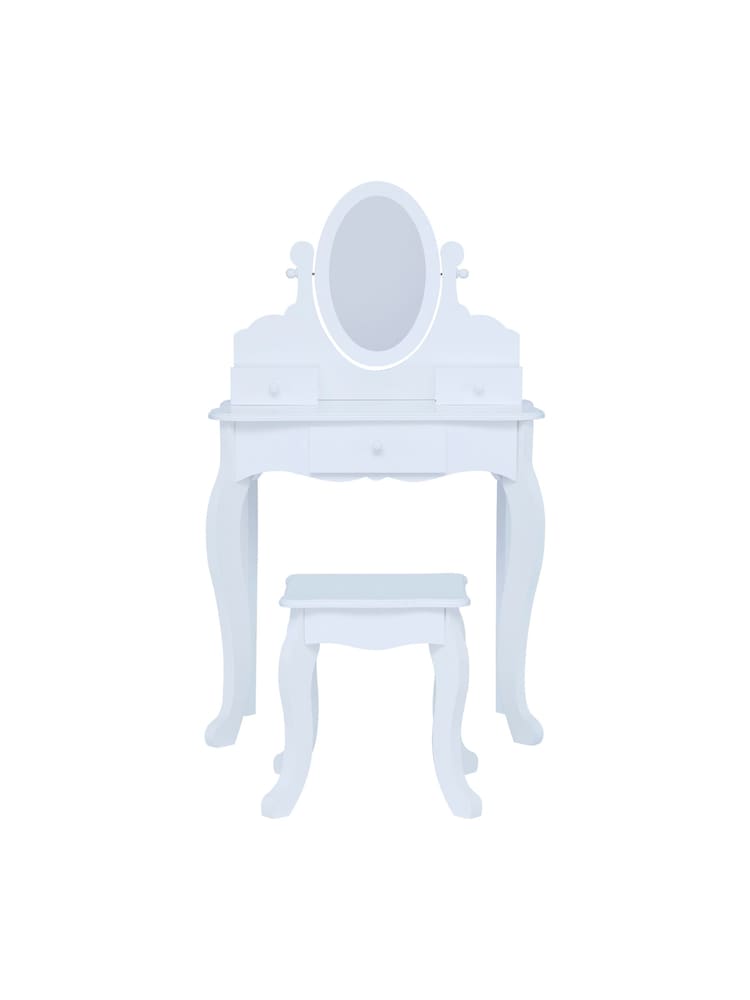 Teamson Home White Rapunzel Kids Wooden Vanity Set with Mirror - Image 2 of 6
