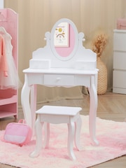 Teamson Home White Rapunzel Kids Wooden Vanity Set with Mirror - Image 3 of 6