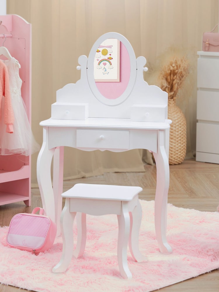Buy Teamson Home White Rapunzel Kids Wooden Vanity Set with Mirror