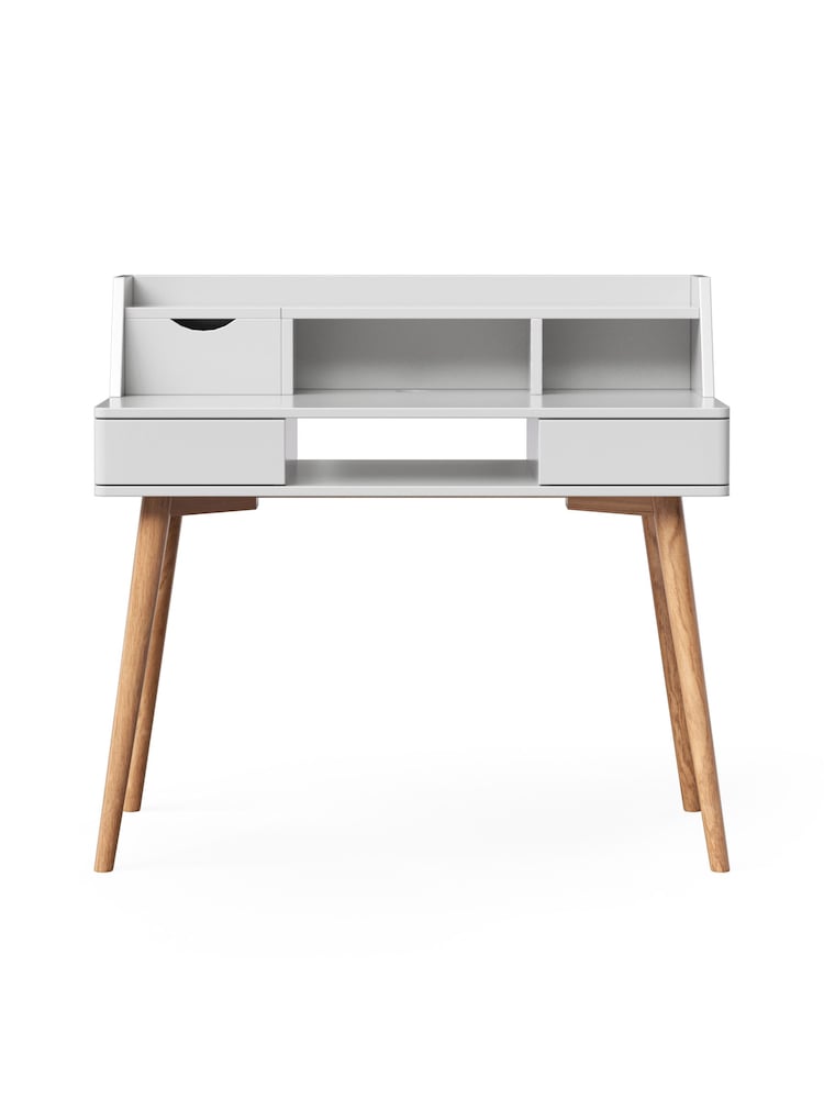 Teamson Home White Creativo Simplistic Wooden Writing Desk with Storage - Image 2 of 4