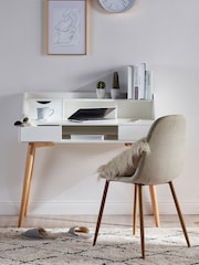 Teamson Home White Creativo Simplistic Wooden Writing Desk with Storage - Image 3 of 4