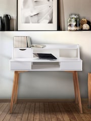 Teamson Home White Creativo Simplistic Wooden Writing Desk with Storage - Image 4 of 4