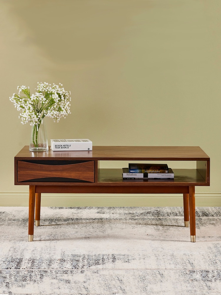 Teamson Home Brown Dawson Modern Wooden Coffee Table with Storage - Image 1 of 4