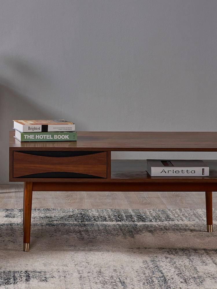 Teamson Home Brown Dawson Modern Wooden Coffee Table with Storage - Image 2 of 4