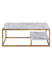 Teamson Home Brass Marmo Coffee Table with White Faux Marble Top - Image 4 of 5