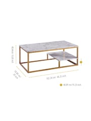 Teamson Home Brass Marmo Coffee Table with White Faux Marble Top - Image 5 of 5